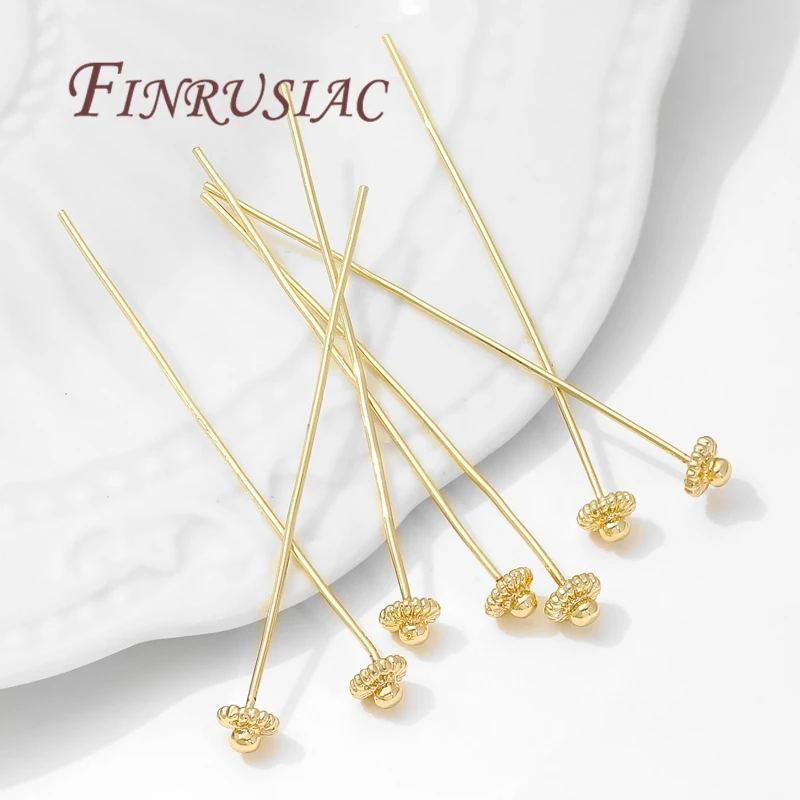 10/20Pcs/Lot 18K Gold-plated Pins For Jewelry Making Supplies,Brass Flowers Pins For Earrings Accessories,DIY Jewelry Findings view 3