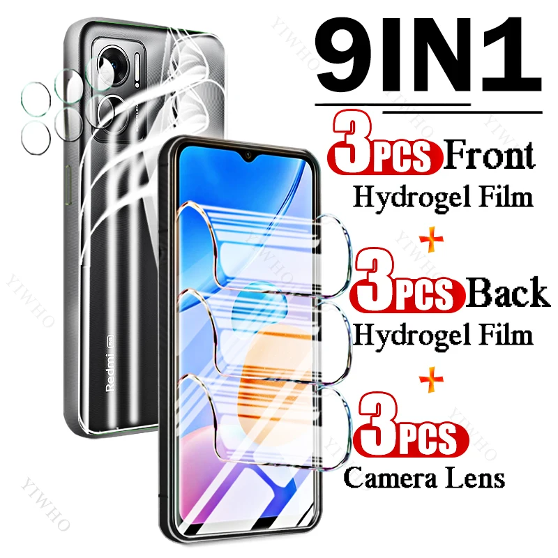 9in1 Full Cover Front Back Hydrogel Film for Xiaomi Redmi 11 Prime 5G Fingerprint Screen Protector for Redmi 11Prime Camera Lens