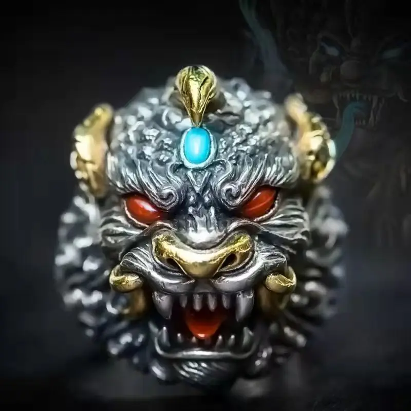 Retro Ethnic Wind Evil Beast Pixiu Animal Opening Adjustable Fortune Ring Men's Personalized Lucky Jewelry