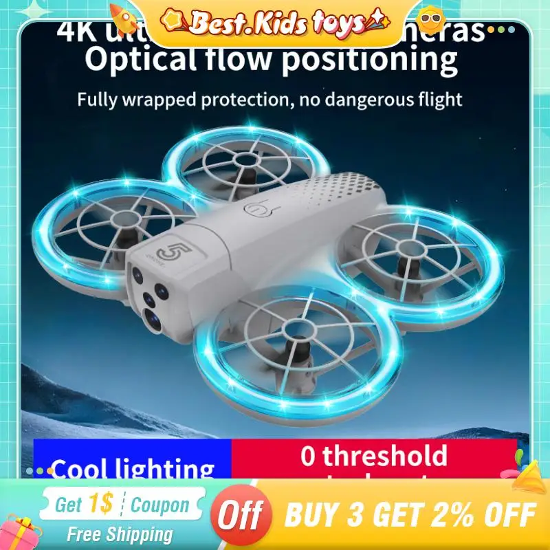 Drone à double caméra RC 4K, photographie aérienne haute définition, flux optique LED, télécommande, quadrirotor, jouets pour enfants, jeu de plein air pour garçons