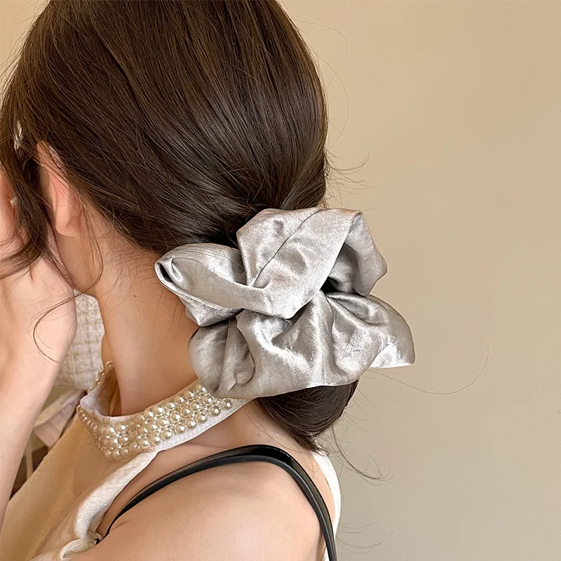 ยางรัดผมลําไส้ใหญ่ผ้าซาตินเคลือบเงา เชือกผมโอเวอร์ไซส์ ผมหางม้าต่ํา ยางรัดผม เชือกมัดผมเกาหลี