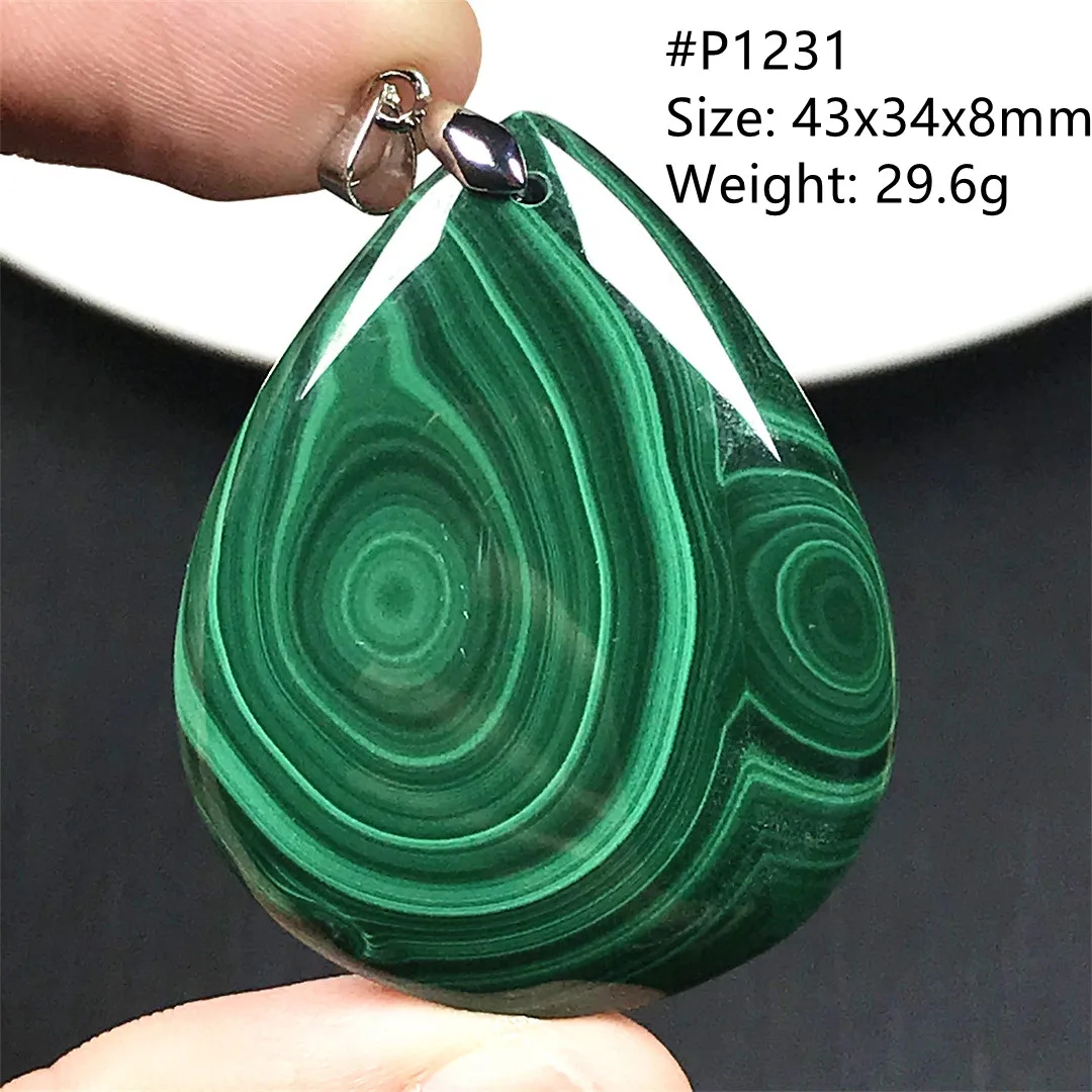 Natural Green Malachite Pendant Jewelry For Women Lady Men Healing Love Wealth Gift Crystal Stone Silver Beads Gemstone AAAAA