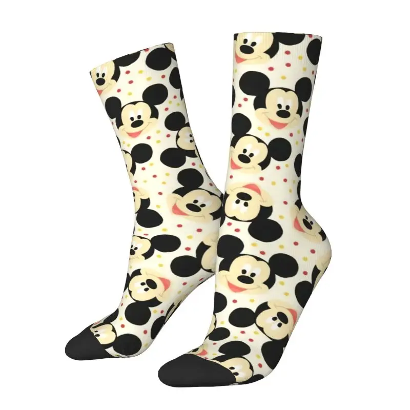 Custom Mickey Mouse Head Manga Cartoon Socks Women Men Warm 3D Printing Basketball Sports Socks