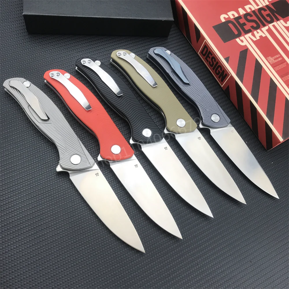 Russian Style EDC Flipper Folding Knife D2 Sharp Blade Nylon Fiber Handle Outdoor Hunting Rescue Folding Tool Christmas Gift