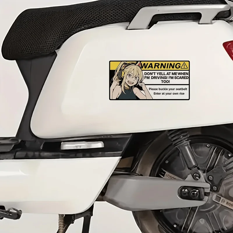 7.5in Anime Girl Warning Sticker Large Vinyl Decal Car Windshield Laptop Glass Waterproof Scratch Resistant Decor