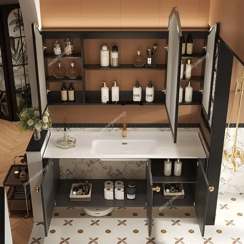 Top selling French retro bathroom cabinet ceramic integrated wash basin cabinet combined washbasin toilet washbasin
