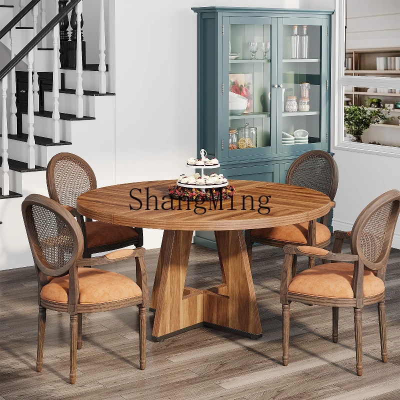 

ZYY small household-shaped household board log dining table simple living room B & B rural dining table