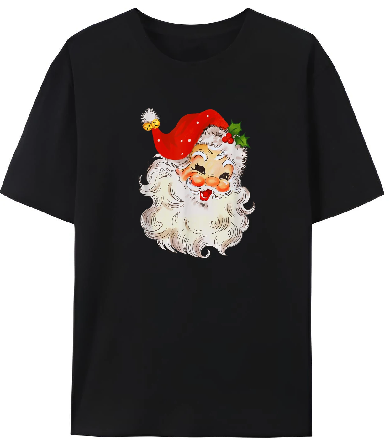 

Retro Santa Claus Christmas Face Old Xmas Santa Graphic Tee Mens Breathable Soft Printed Tshirt Beat Christmas Gift