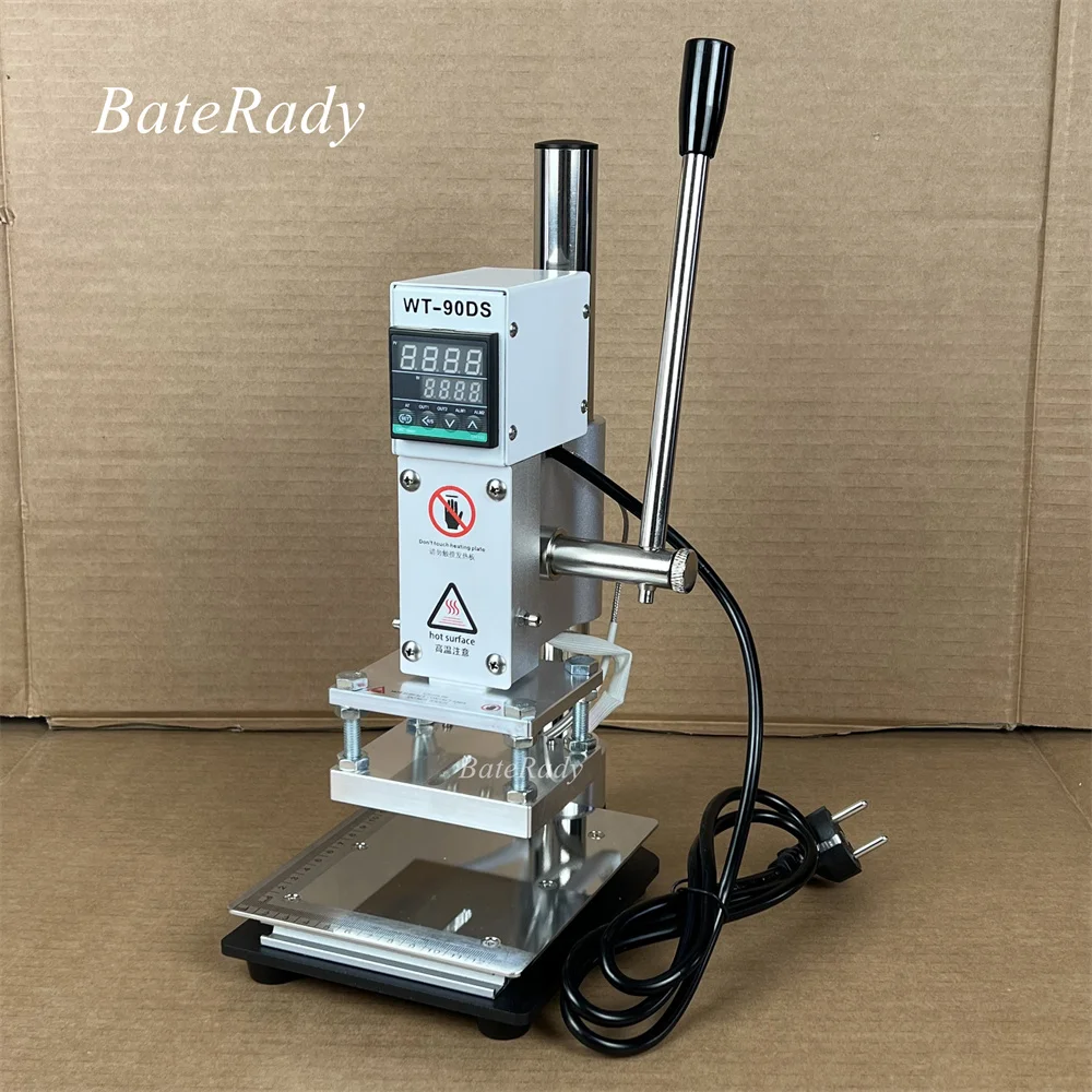 BateRady WT-90DS سطح المكتب الساخن احباط آلة ختم ، دليل الجلود النحاس قالب ماكينة نقش ، ضاغط يدوي صغير