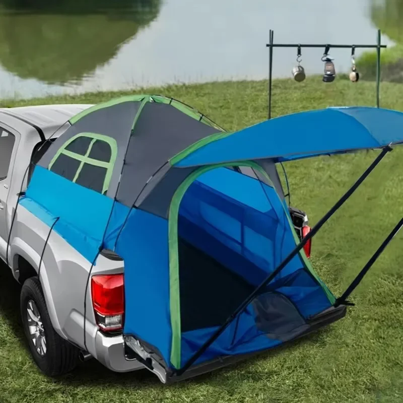 Full Size 5-5.5 Ft Durable Polyester Fabric Inflatable Mattress Short Truck Bed Accessory Straight Bracing Type Outdoor Camping