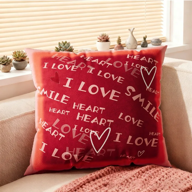 Red Wedding Cushion Cover Chinese Xi Character Valentine's Day Decorative Pillowcase for Living Room Sofa Home Atmosphere Layout