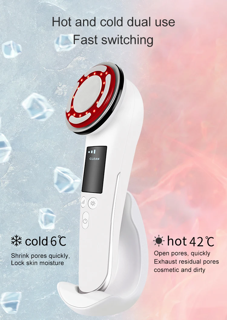 LED EMS High Frequency Hot And Cold Dual Use Lifting Face Massager Beauty Equipment For Home Use Skin Care Facial Machine