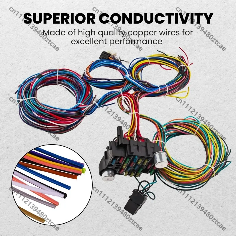21 Circuit Universal Automotive Wiring Harness Modified Wiring Loom Fit GM Ford Vehicle Custom Modification Replacement Parts