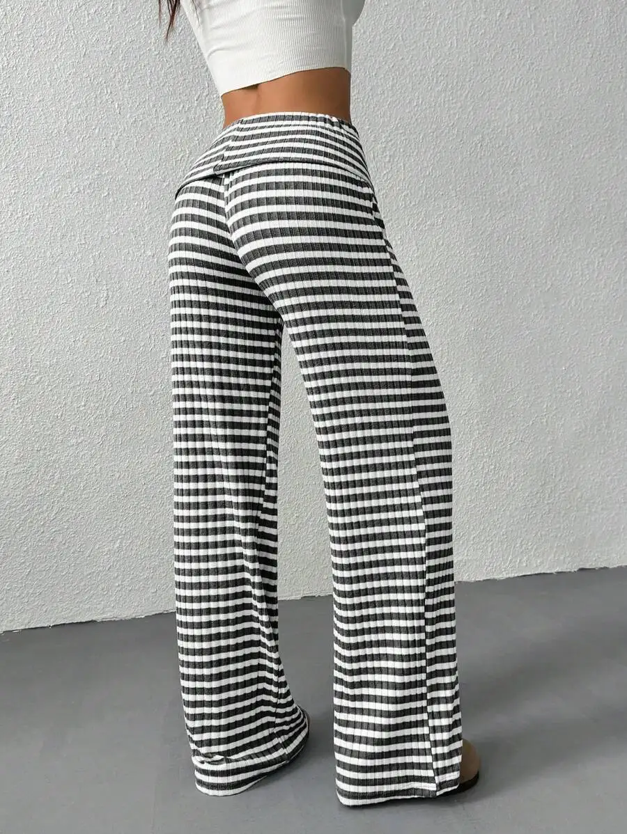 Casual Sexy Basic Solid Flare Pants Y2K Slim Stripes Pants Women 2025 Autumn Spring Fashion Streetwear Lady Versatile Trousers