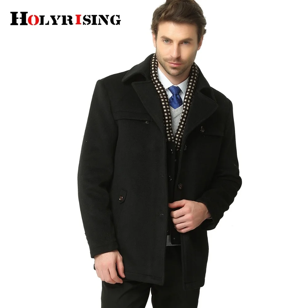 Winter Casual Woolen Jackets Classic Autumn Single Button Business Wool Coat Men Warm Outwear Khaki Black M-3XL Holyrising