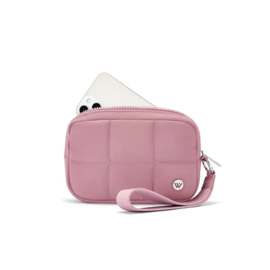 

WESTBRONCO Puffer Wristlet Wallet for Women RFID Quilted Nylon Purse Mini Travel Makeup Pouch Zipper Phone Holder