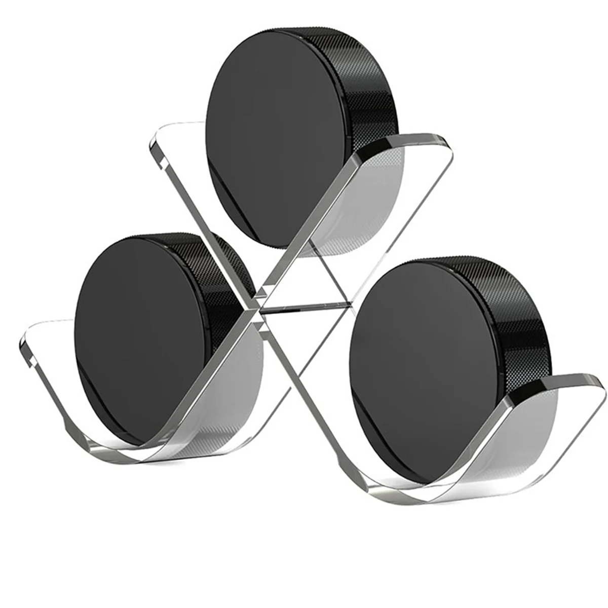 N18R Clear Hockey Puck Display Case Acrylic Hockey Puck Display Stand Sports for 3 Pucks Hockey Puck Holder Storage