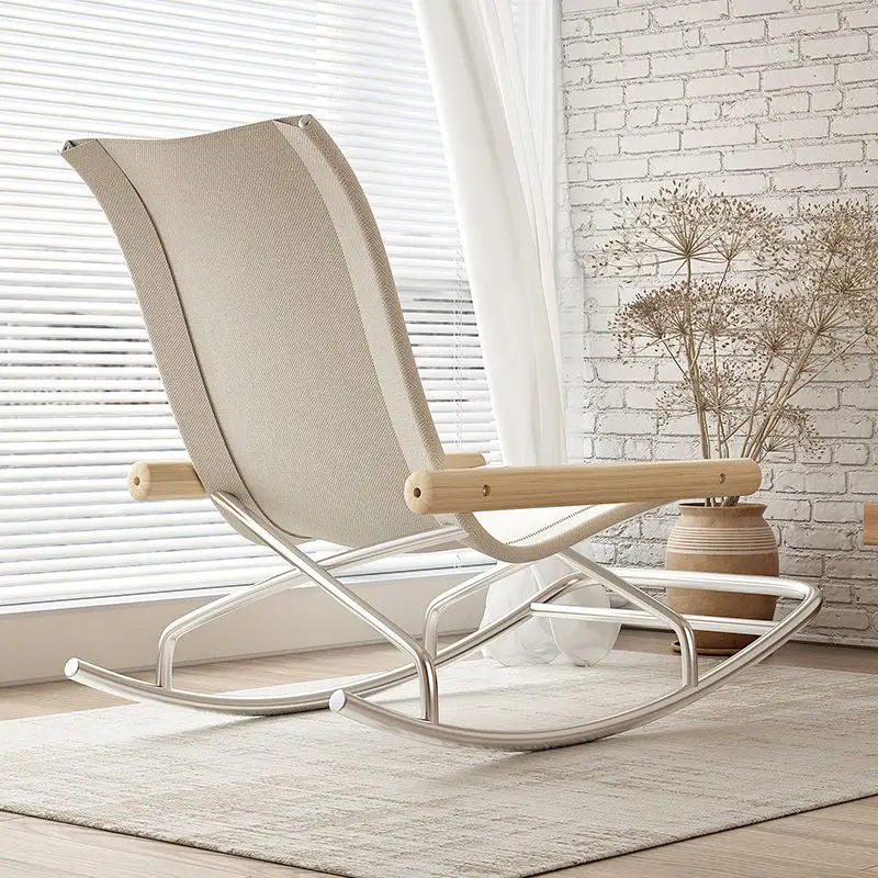 

Portable Reinforced Rocking Chair Lazy Folding Sofa Stool Outdoor Leisure Canvas Lounge Chair Camping Outdoor Furniture
