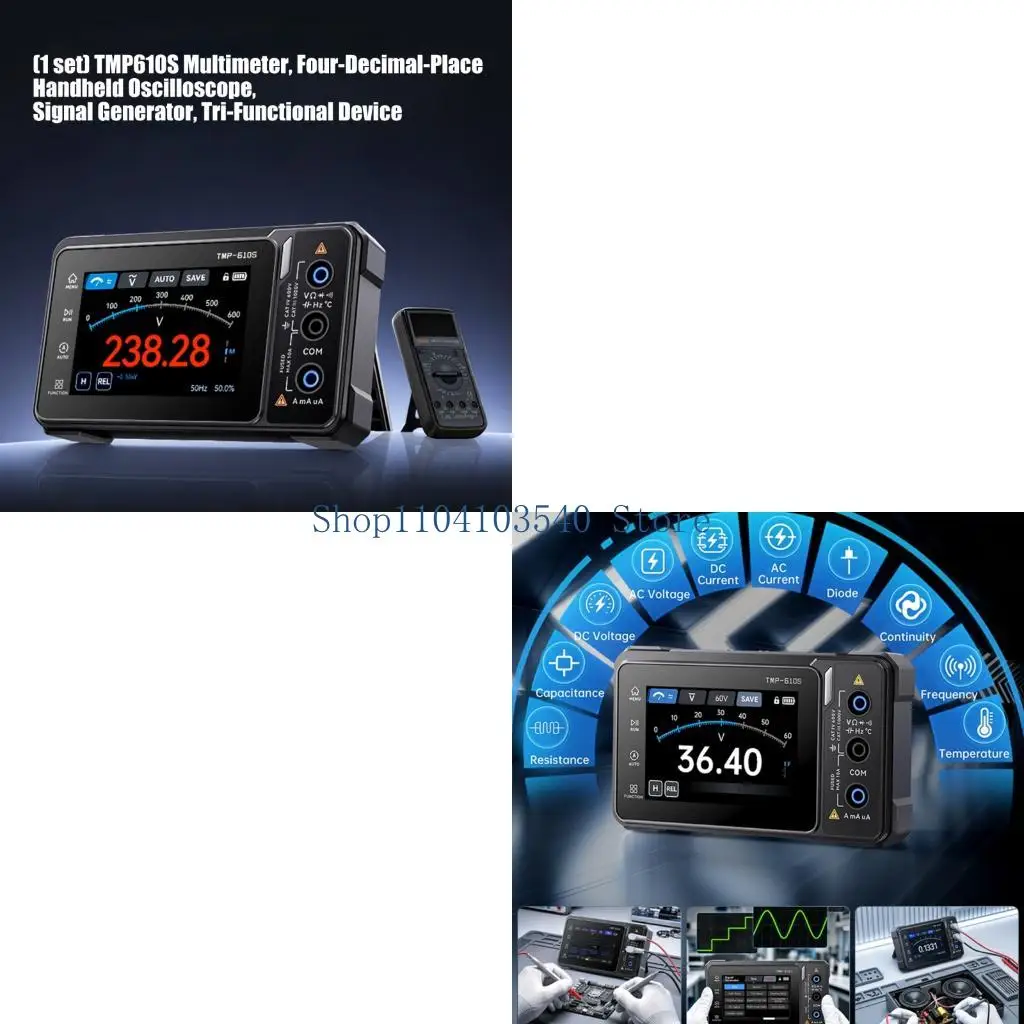 02DC TMP610S Handheld Color Display Meter for Circuit Troubleshooting, Digital Multimeter and Oscilloscope Functions in ABS