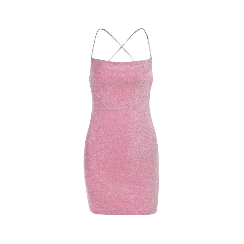 2025 New Model, Socialite Temperament, Sexy Sparkling Backless Strap Mini Dress for Women Cw9885