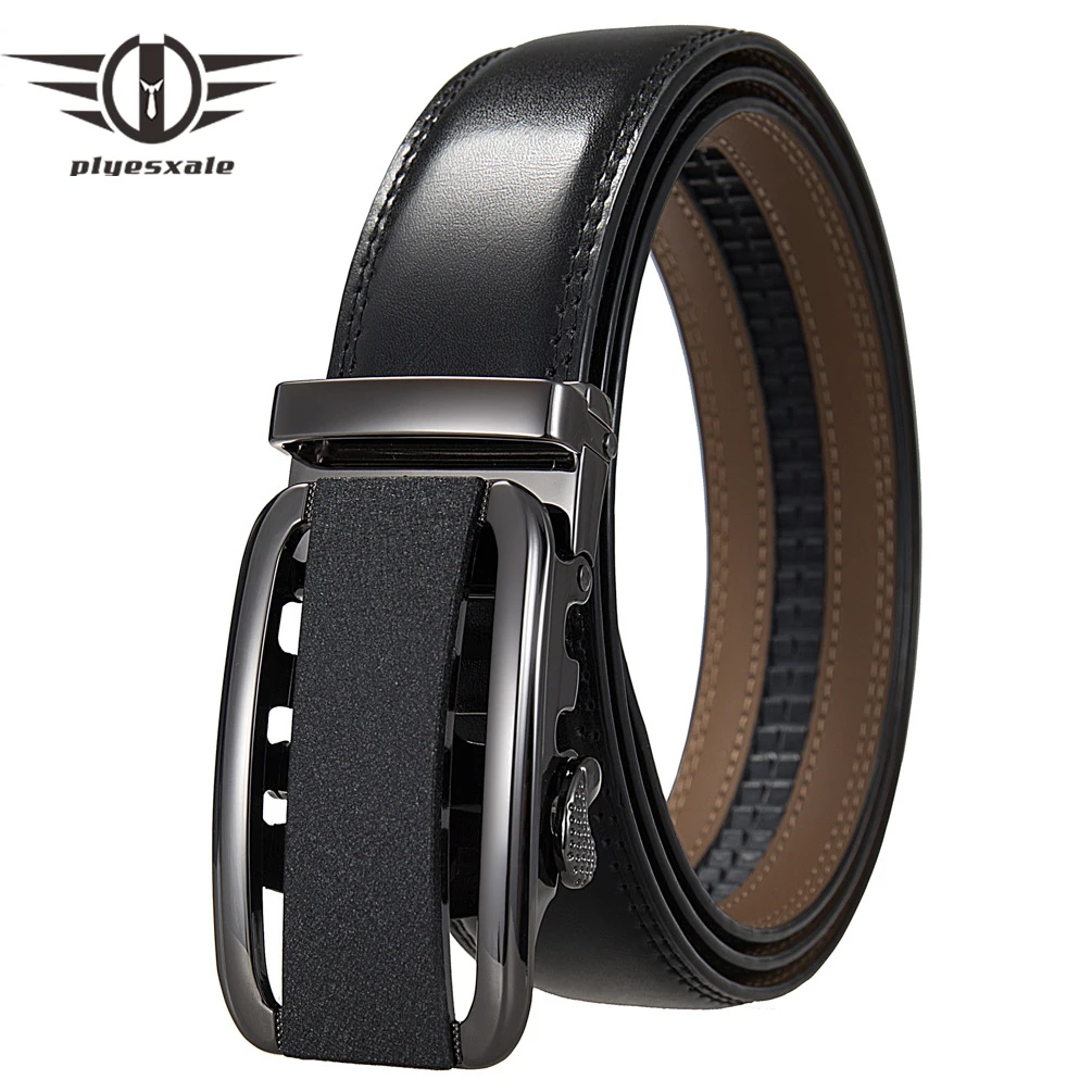 

Plyesxale Mens Leather Belt Formal Automatic Buckle Man Belt Luxury Designer Brand 35mm Width Black Tan Brown Belts Male B1340