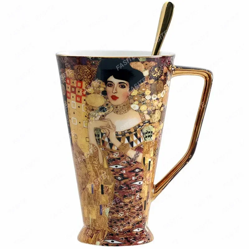 Luxury Klimt Kiss Coffee Cup Ceramic Gold Vintage Original Mugs Porcelain Espresso Cups Bone China Tableware Personalized Gift