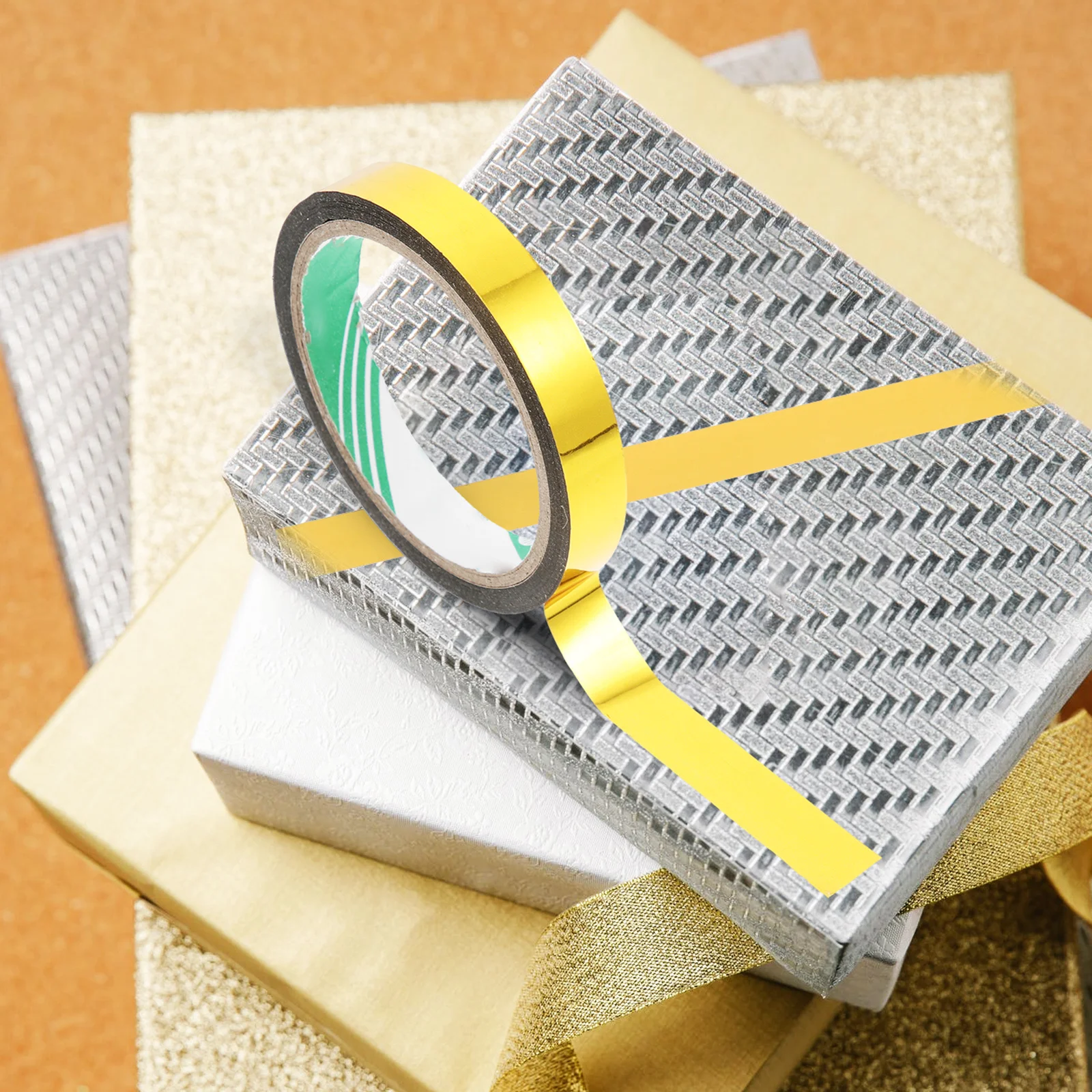 เทปกระจกสีทอง DIY 6 ม้วน เทปวาชิสีทองเมทัลลิกแบบมีกาวในตัว สำหรับงาน Scrapbooking ห่อของขวัญ งานฝีมือ เครื่องเขียนสำหรับนักเรียน