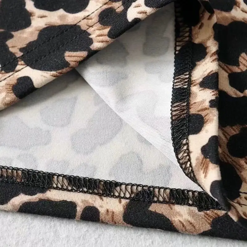 25 New Girls Single Shoulder Camisole High Waist Exposed Navel Slim Fit Short Leopard Print Vest