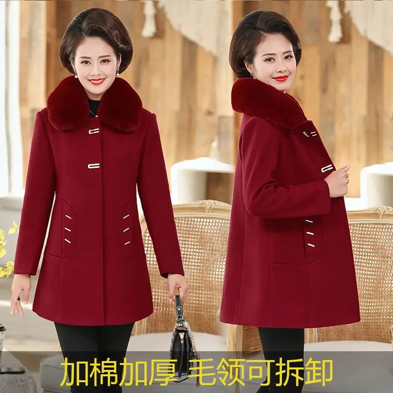 

Faux Fur Y2K Parkas Winter Mom's Jacket American Vintage Coats with Pockects Women's Loose Thickened Causal Woolen Coat TS465