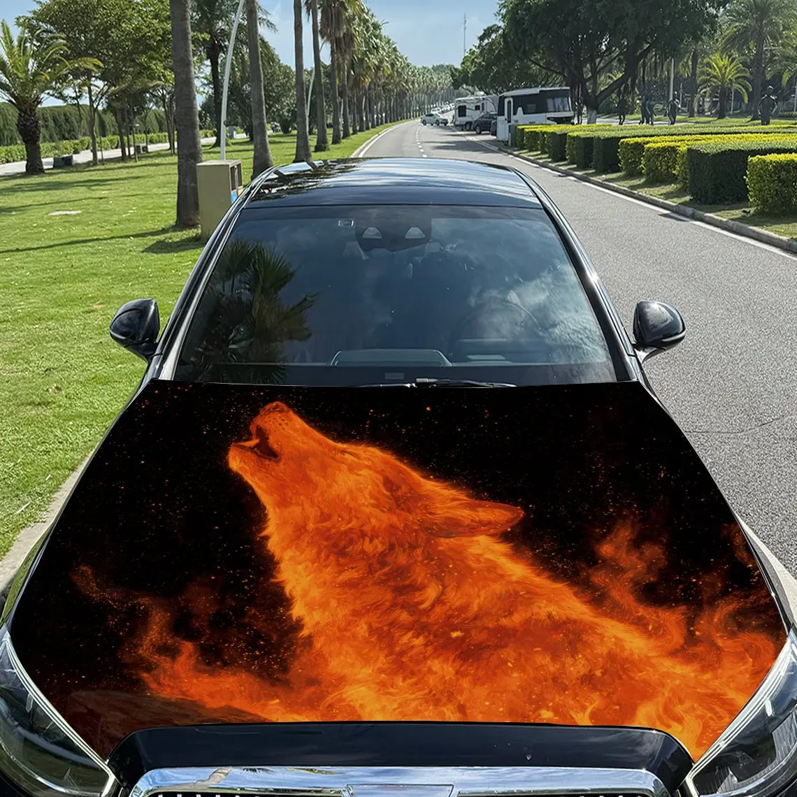 Chic Wolf Pattern car hood stickers, waterproof self-adhesive, scratch resistant, easy to stick, durable car PVC stickers, car d