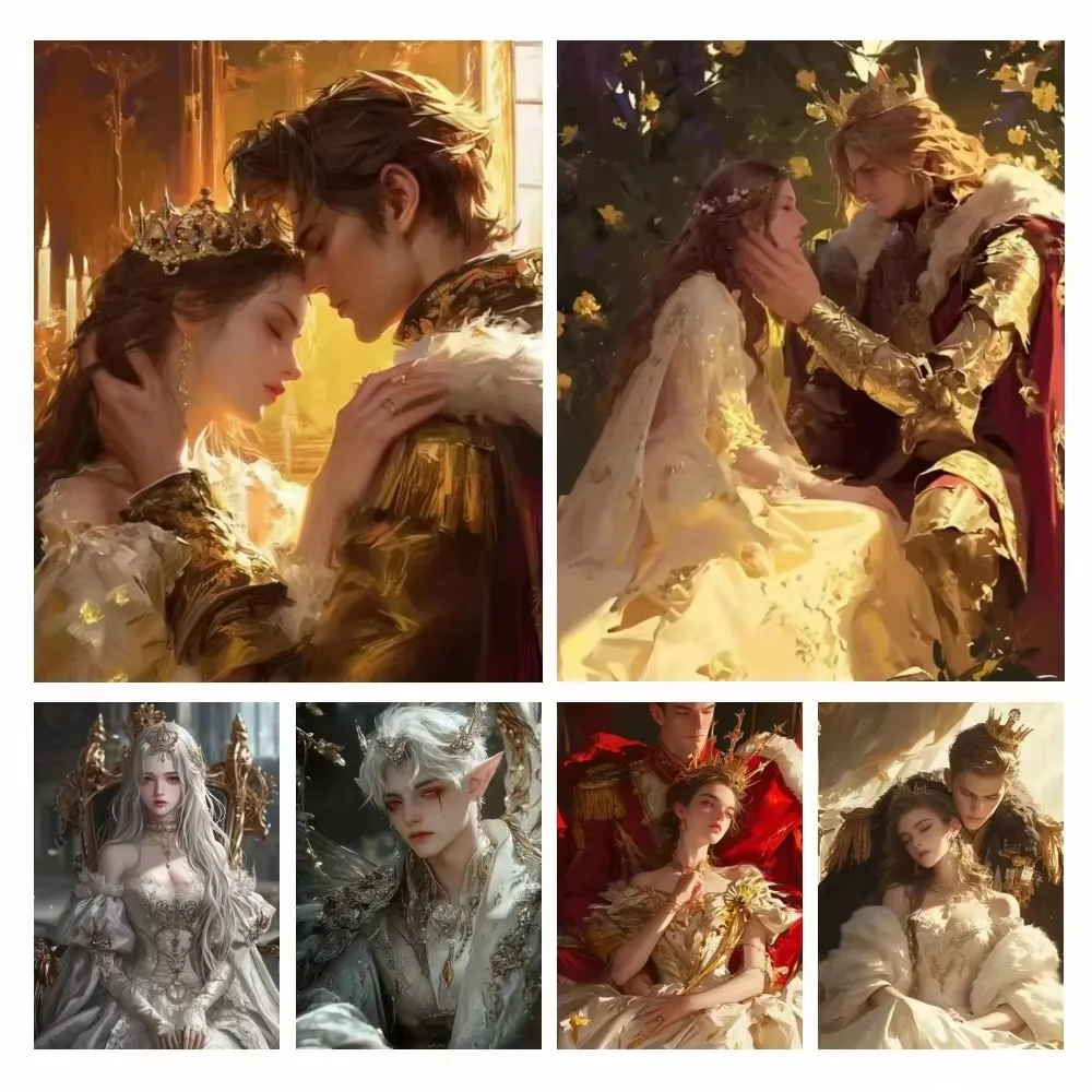 DIY Paint by Numbers Royal King Queen Elf Prince Medieval Couple for Adults Beginner Canvas Wall Art Home Decor Gift
