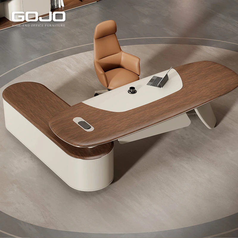 Wholesale Custom Modern Luxury Solid Wood L-Shape Office Desk Durable Modular Boss Director's Corner Manager's Table