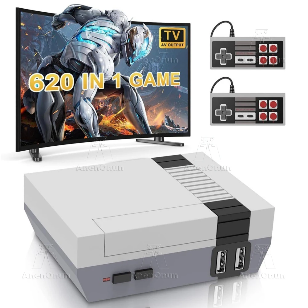 

620 Games Retro TV Video Game Console Classic Emulator Two Players Game Box Kids Adult Gaming Machine with 2 Gamepad Controller