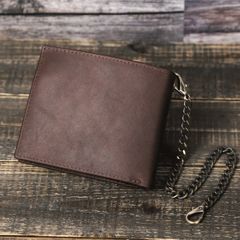 New Fashionable British Style Crazy Horse Cowhide Anti Theft Brush Multi Card Men's Leather Wallet Coin Purse Holder Men Wallets