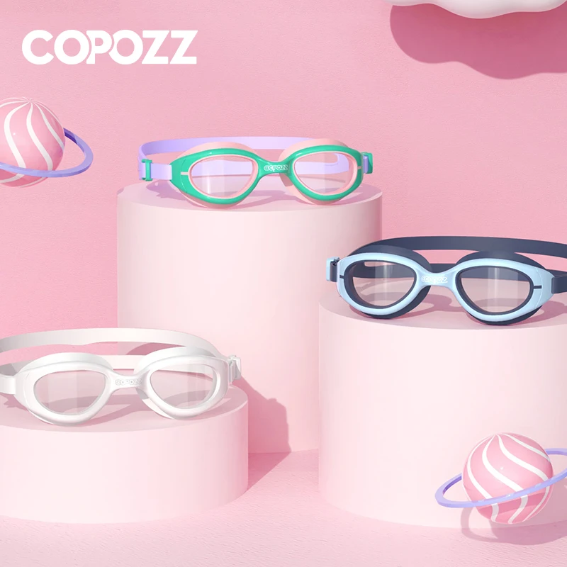 COPOZZ Gafas de natación coloridas para niños, gafas de natación profesionales para niños, gafas de agua con protección UV antiniebla para niño y