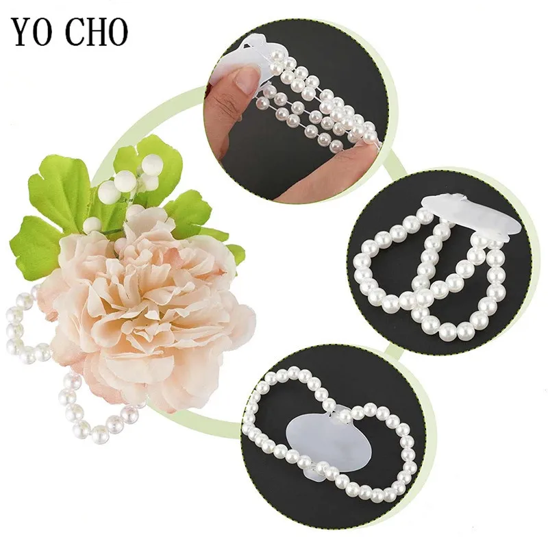 Pulseira Elástica Pérola para a Noiva, Acessórios para Decoração DIY, Handmade Corsage, Pulseira para Festa na Praia, 10 Pcs