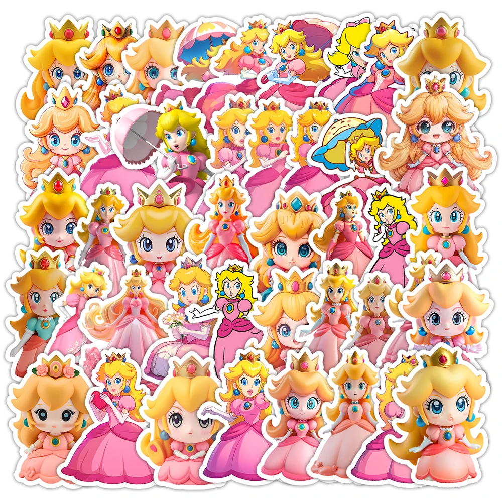 

10/30/50pcs Kawaii Girl Super Princess Peach Stickers Cute Cartoon Decals DIY Scrapbook Laptop Suitcase Game Mario Bros Sticker