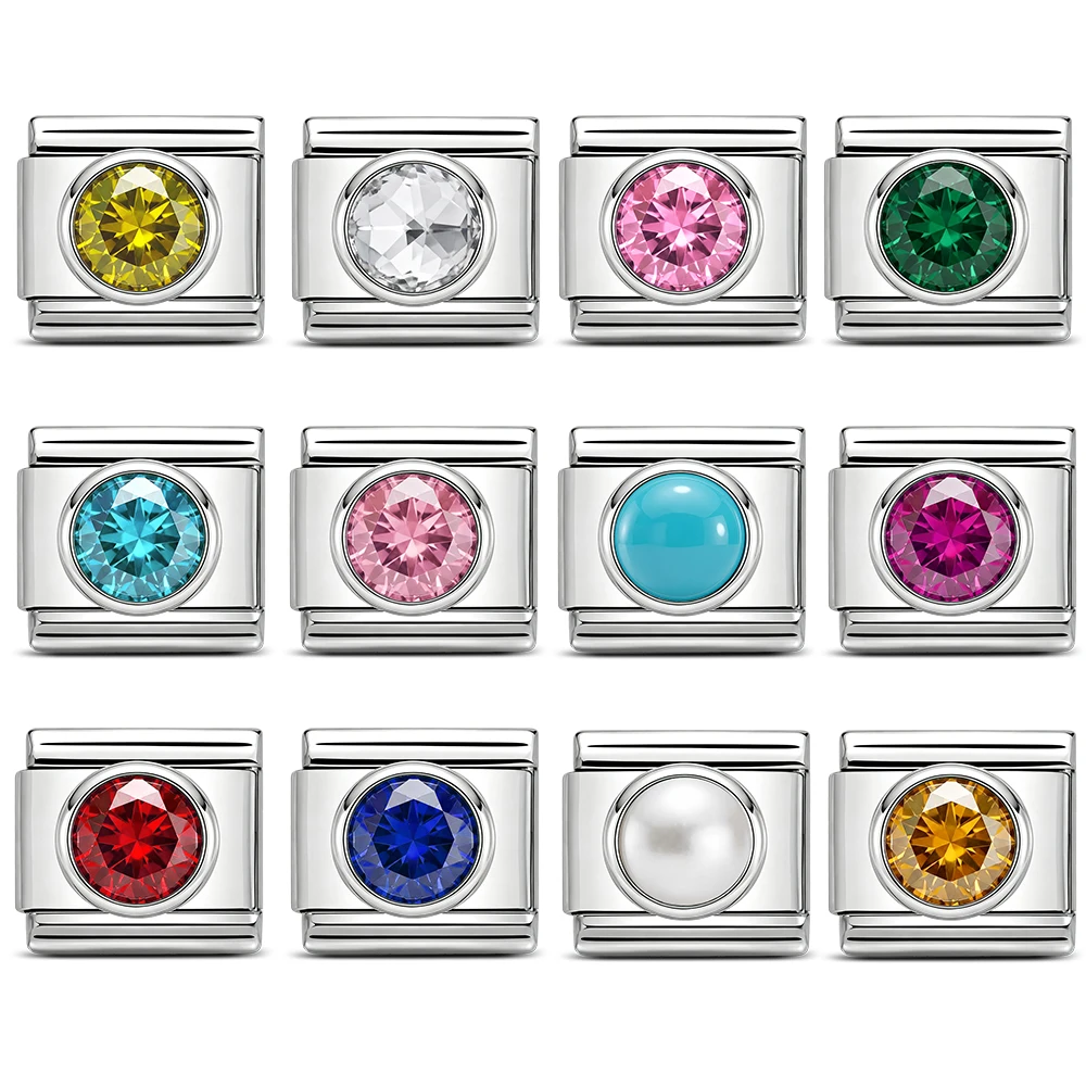 Charm Bracelet Stainless Steel Italian DIY Jewelry Star Stone Elastic Bangle Links Sparkling Zircon Women Gift Fashion