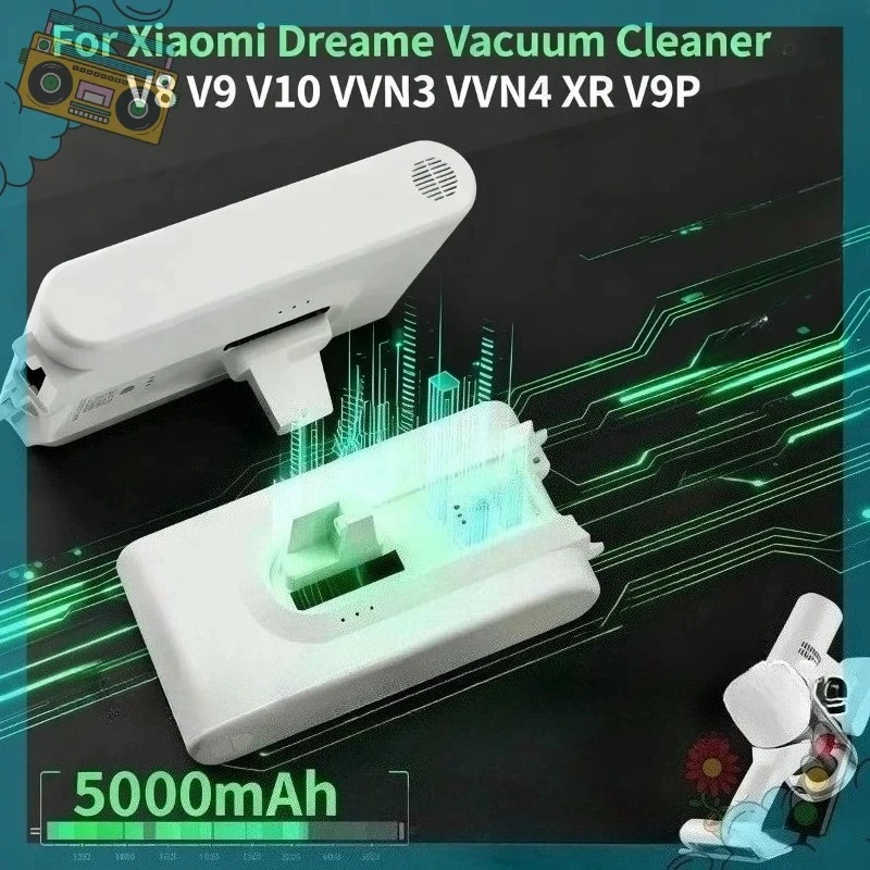 

5000mAh Li-ionBattery, for Xiaomi Dreame Full Series Vacuum Cleaners (V8/V9/V10/XR/V9P/VVN3/VVN4), Spare Part To Vacuum Power