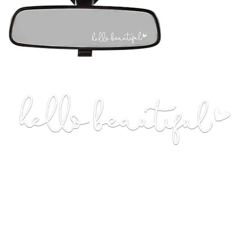 For Refer To Description  Hello Beautiful Rearview Mirrors Decal Car Window Decorative Decal Self-adhesive Rear View Mirrors