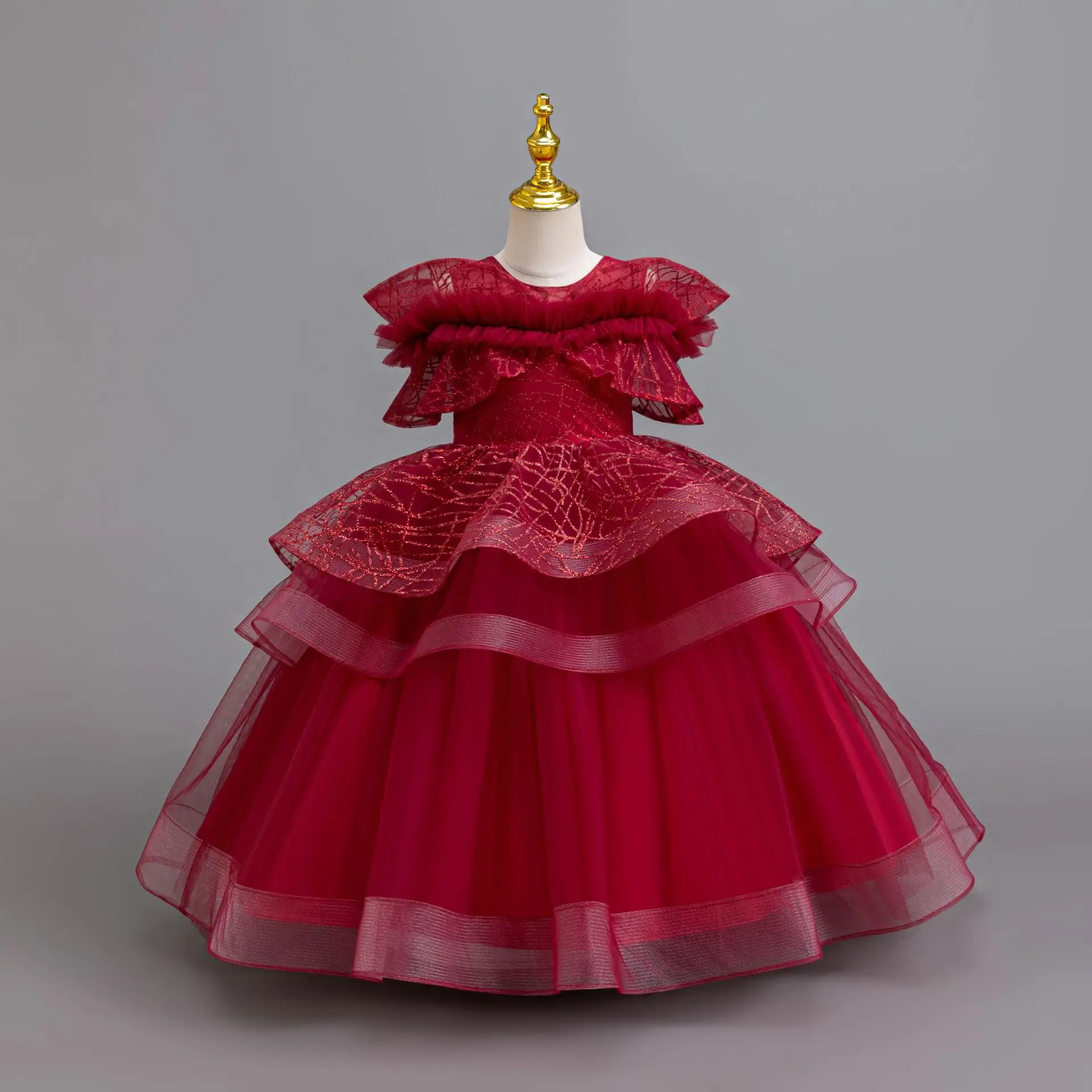 HETISO Kids Girls Elegant Wedding Tutu Ball Gown Party Dress Festive Ceremony Prom Costumes for Children