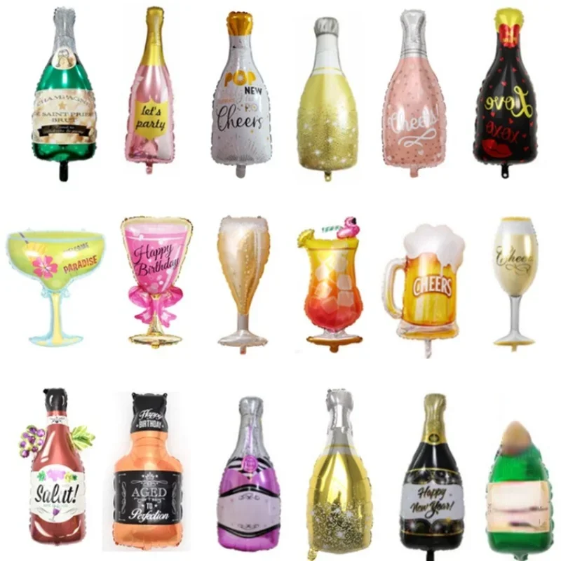 Birthday Party Decoration Balloon Champagne Bottle Cup Aluminum Foil Balloon Wine Glass Wedding Gift Balloon Decoration Supplies