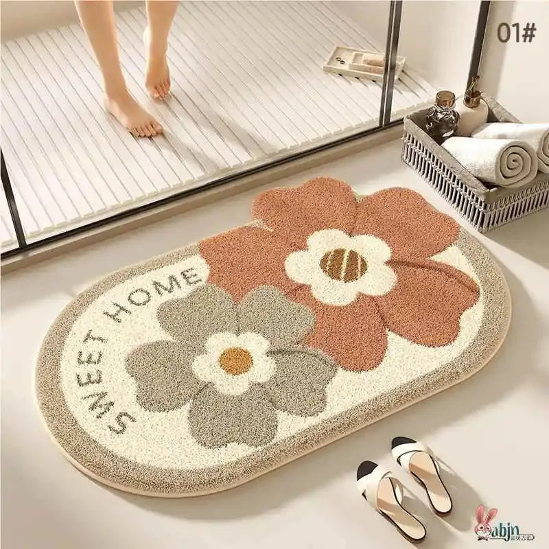 VIKAMA Bathroom & Entry Mat, Imitation Cashmere Absorbent Foot Pad, Soft Non-Slip Toilet Floor And Household Door Mat, Quick Dry