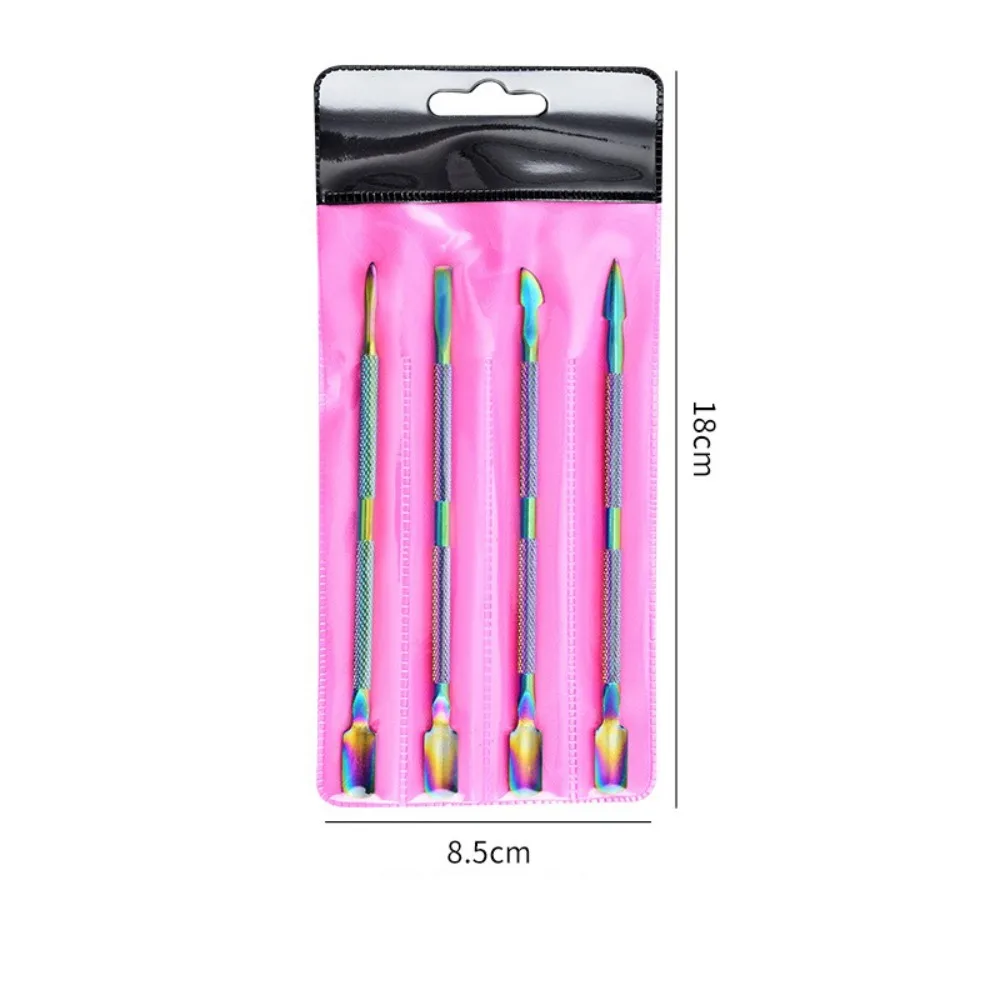 الفولاذ المقاوم للصدأ انتهازي للبشرة على الوجهين مزدوجة نهاية مزيل الجلد الميت مشطوف الصلب متعدد الألوان هلام مزيل طلاء الأظافر #1