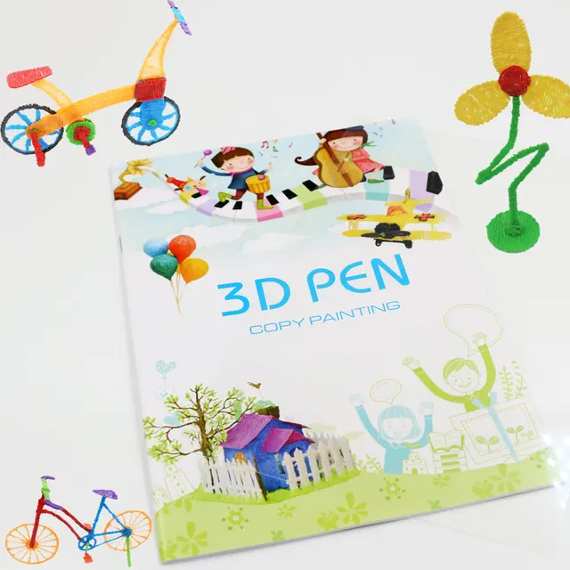 Pióro do drukowania 3D Książka do rysowania wielokrotnego użytku Kolorowe 22/40 wzorów Gruby papier Przezroczysta płytka Szablon do malowania na długopisy 3D Prezenty dla dzieci
