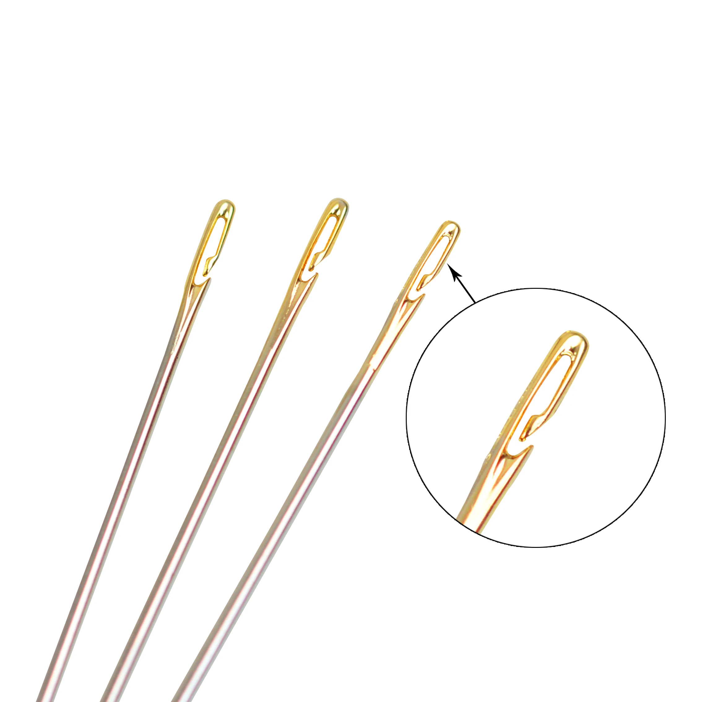 12 Pieces Sewing Needle Stainless Steel Gold Tail Blind Needle for Wig Sewing