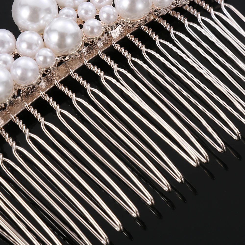 1Pc Fashion Women Pearl Hair Combs Wedding Hair Accessories Hair Pin Rhinestone Tiara Bridal Clips Bride Hair Ornaments