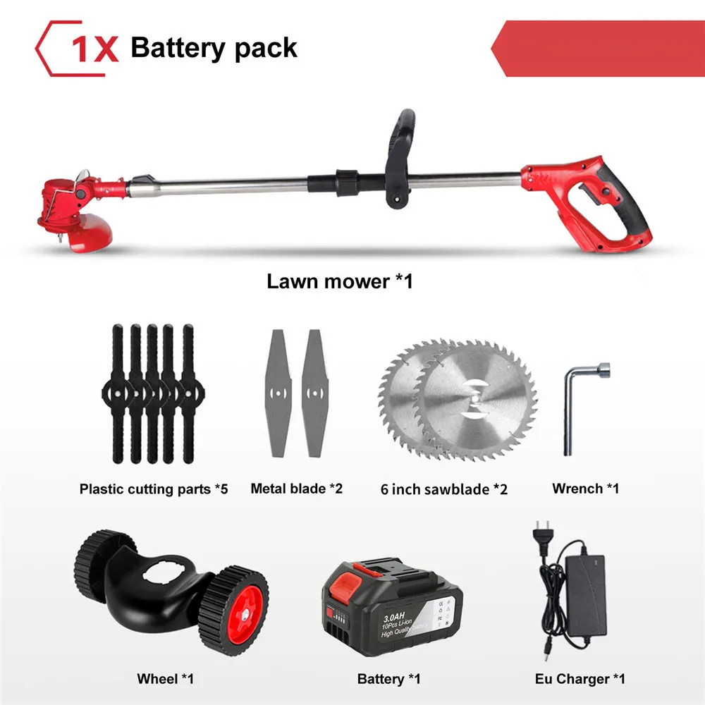 1500W Elektrische Grasmaaier 12000 RPM Draadloze Grastrimmer Tuintrimmers Grastrimmer Cutter Elektrisch Gereedschap voor Gazon Tuin Erf - afbeelding 1