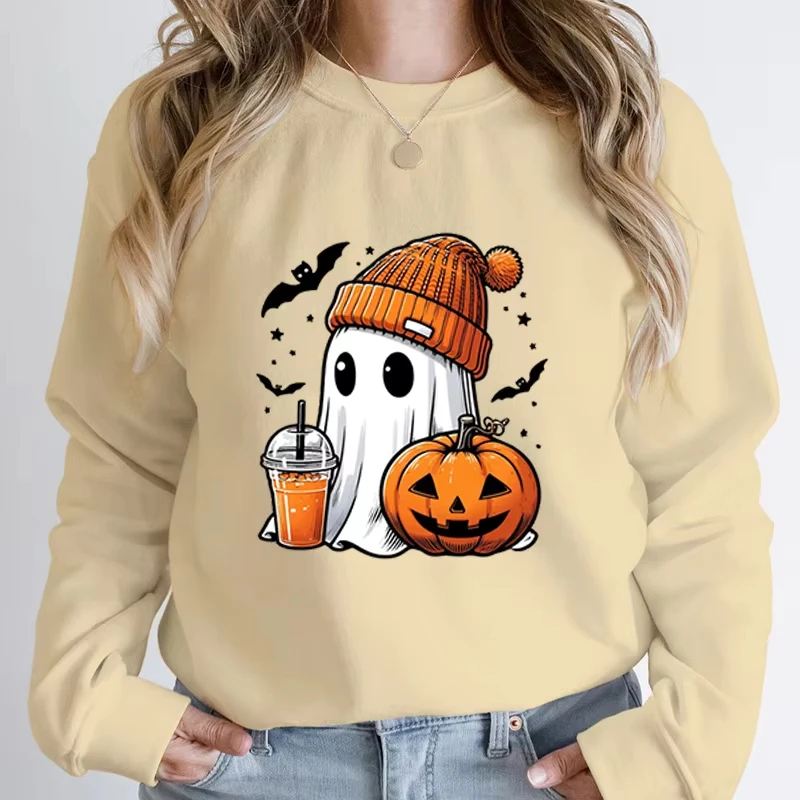 هوديي نسائي بأكمام طويلة من أكاديمية الهالوين مطبوع عليه قطن بدون رأس من مادة PVD Ghost Food Creative Fashion Women