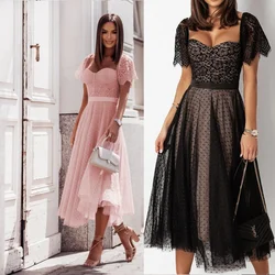 Ladies Lace Midi Dress Evening Dresses Formal Women Party Dresses A Line Prom Dresses Party Wear Vestidos